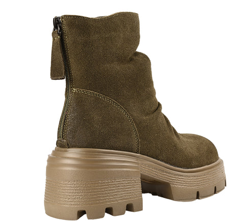 Bocanci casual, dama, FORMAZIONE, D28-3F kaki, piele intoarsa